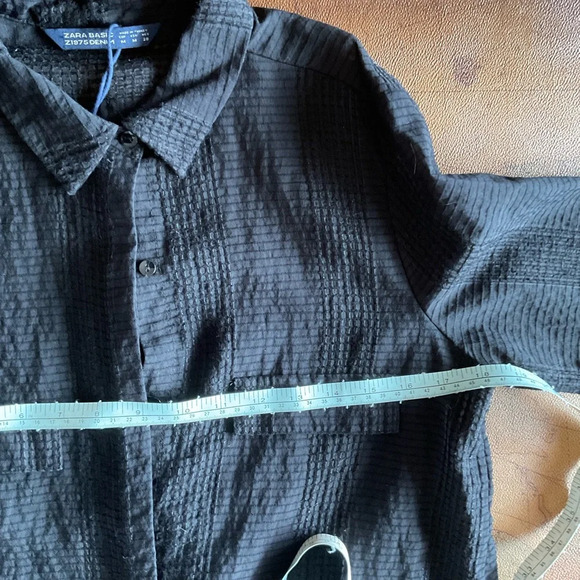 ZARA Basic, Black lace long shirt, size medium - Picture 6 of 8